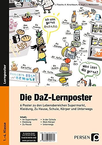 Die DaZ-Lernposter: 6 Poster zu den Lebensbereichen Supermarkt, Kleidung, Zu Hause, Schule, Körper und Unterwegs (1. bis 4. Klasse) (Deutsch als Zweitsprache syst. fördern - GS)