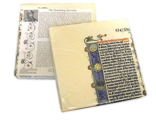 Die Gutenberg Serviette: Reproduktion einer Original Gutenberg Bibelseite im Sechsfarbdruck samt Einführungstext und Übersetzung der zentralen Bibelstelle