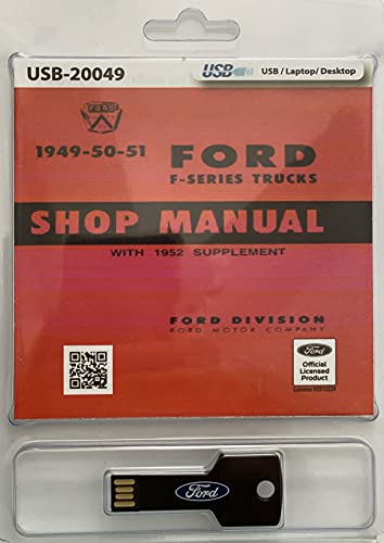 1949-50-51 Ford F-Series Trucks Shop Manual with 1952 Supplement (USB)