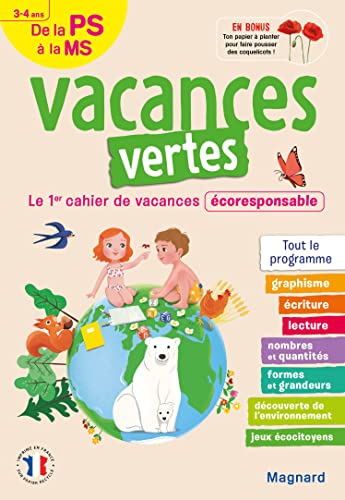 Cahier de vacances 2023, de la PS vers la MS 3-4 ans - Vacances vertes: Le premier cahier de vacances écoresponsable