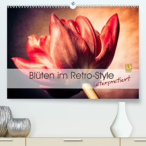 Blüten im Retro-Style (hochwertiger Premium Wandkalender 2024 DIN A2 quer), Kunstdruck in Hochglanz