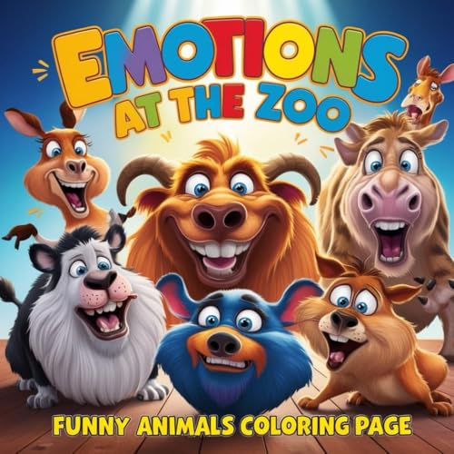 Emotions at the Zoo: Funny Animals Coloring Page: A Fun and Educational Coloring Book About Feelings and Zoo Animals for Kids Ages 4–10 von Independently published
