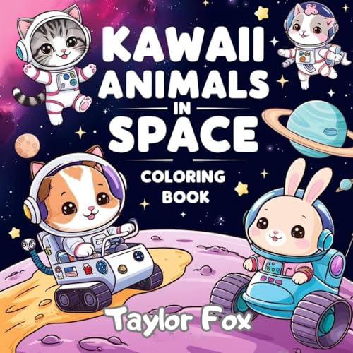 Kawaii Animals in Space Coloring Book: Cute and Funny Space Coloring Book for Kids Ages 5-10 | Adorable Kawaii Animals, Astronaut Adventures, and Galactic Fun! von Independently published