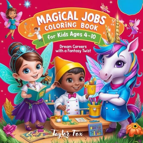 Magical Jobs Coloring Book for Kids Ages 4–10: Dream Careers with a Fantasy Twist: A Fun and Educational Coloring Book Featuring Fantasy Professions ... Space Explorer, Unicorn Doctor, and More von Independently published