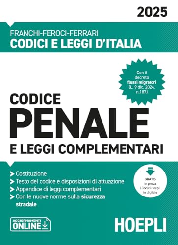 Codice penale e leggi complementari 2025 (Codici e leggi d'Italia) von Hoepli