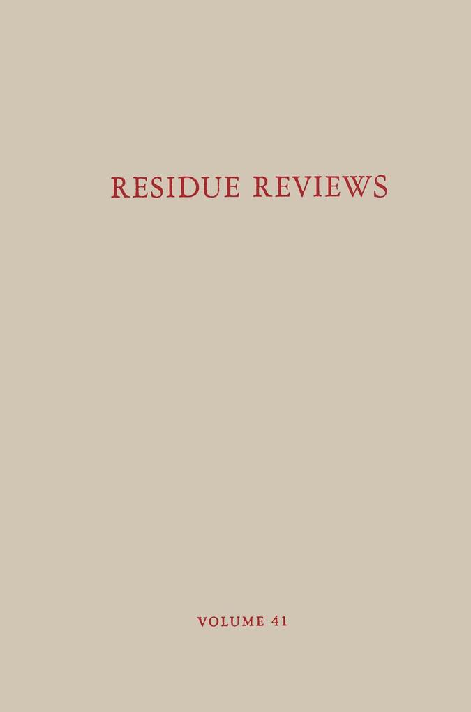 Residue Reviews / Rückstands-Berichte von Springer New York