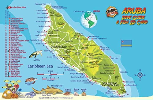 Aruba Dive Map & Reef Creatures Guide Franko Maps Laminated Fish Card