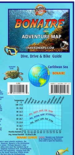 Bonaire Adventure Map Dive Drive & Bike Guide Franko Maps Waterproof Map