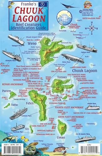 Chuuk (Truk) Lagoon Map & Reef Creatures Guide Franko Maps Laminated Fish Card