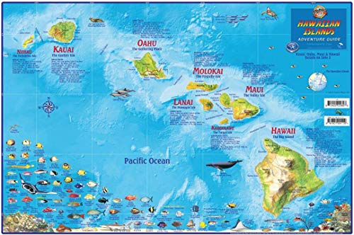 Hawaii Map Poster Hawaiian Islands Adventure Map Laminated Poster
