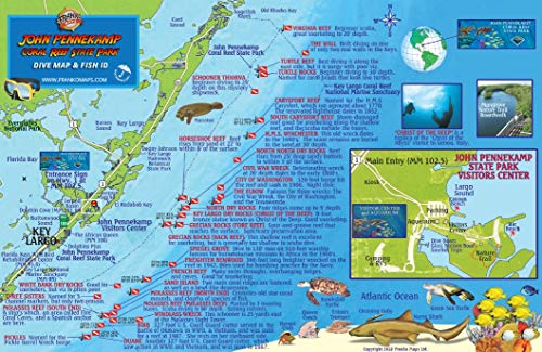 John Pennekamp Coral Reef State Park Dive Map & Fish Identification Waterproof Card