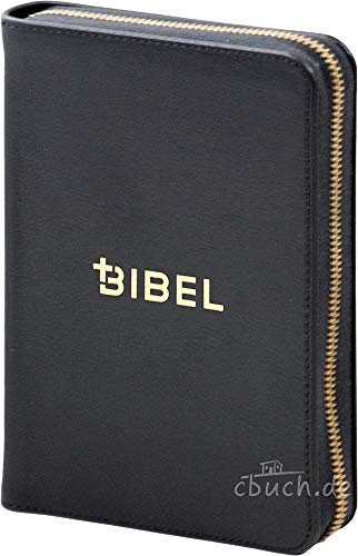 Die Bibel – Schlachter 2000 – Miniaturausgabe (Kalbsleder, flexibler Einband, schwarz, Goldschnitt, Reißverschluss)