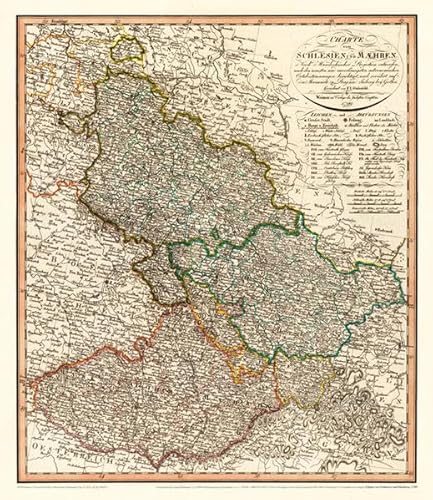 Historische Karte: Schlesien Maehren 1799 (Plano): Kartuscheninschrift: Charte von Schlesien und Maehren : Nach Murdochischer Projection entworfen, ... beÿ Gotha / gezeichn. von F. L. Güssefeld von Rockstuhl Verlag