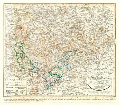 Historische Karte: Charte über die Länder des Herzoglich Sachsen-Ernestinischen Hauses, 1815 (Plano): Herzogtümer Sachsen-Altenburg, Sachsen-Coburg und Gotha, sowie Sachsen-Meiningen von Rockstuhl Verlag