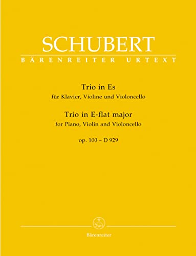 Trio für Klavier, Violine und Violoncello Es-Dur op. 100 D 929. Spielpartitur mit Stimmensatz, Urtextausgabe von Baerenreiter Verlag