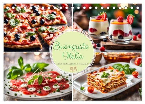 Buongusto Italia - Ein Jahr voller italienischer KI Köstlichkeiten (Tischkalender 2025 DIN A5 quer), CALVENDO Monatskalender von CALVENDO