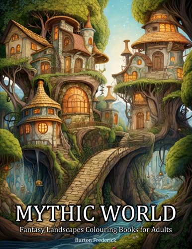 Mythic World: Fantasy Landscapes Colouring Books for Adults with Floating Island, Magical Forest, Whimsical Library, and Much More von Independently published