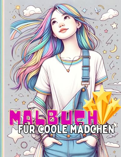 Malbuch Coole Mädchen ab 10 Jahren: Beschäftigungsbuch mit 50 Motiven (Portraits, Tiere, Muster) als Geschenk für Mädchen und Teenager von Independently published