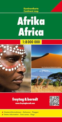 Afrika, Kontinentkarte 1:8 Mio.: Staateninformationen, Zeitzonen, Flaggen (freytag & berndt Auto + Freizeitkarten)