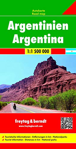 Argentinien, Autokarte 1:1,5 Mio.: Touristische Informationen, Entfernungen in km, Nationalparks