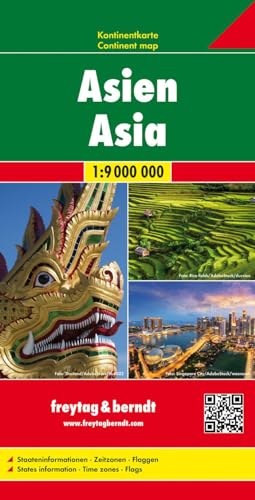Asien, Kontinentkarte 1:9 Mio.: Großformat 163 x 120 cm, Kartenbild physisch-politisch (freytag & berndt Auto + Freizeitkarten) von Freytag & Berndt