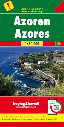Azoren, Autokarte 1:50.000: Achtung! Besondere Ausflugsziele. Ortsregister mit Postleitzahlen. GPS (freytag & berndt Auto + Freizeitkarten)