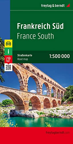 Frankreich Süd, Autokarte 1:500.000: Touristische Informationen, Entfernungen in km, Ortsregister mit Postleitzahlen