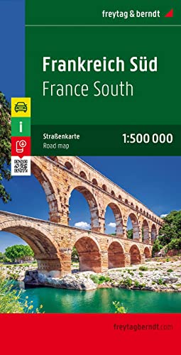 Frankreich Süd, Autokarte 1:500.000: Touristische Informationen, Entfernungen in km, Ortsregister mit Postleitzahlen