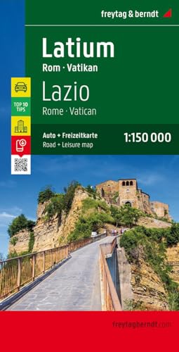 Latium - Rom - Vatikan, Autokarte 1:150.000, Top 10 Tips: Top 10 Tips / Digitaler Index / Cityplan / Auto - Freizeitkarte (freytag & berndt Auto + Freizeitkarten, Band 626) von FREYTAG-BERNDT UND ARTARIA