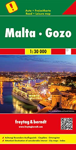 Malta - Gozo, Autokarte 1:30.000: 1:30.000. Cityplan, Touristische Informationen, Marinas