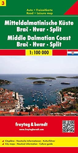 Mitteldalmatinische Küste, Brac - Hvar - Split: Auto + Freizeitkarte - Maßstab 1:100.000 (freytag & berndt Auto + Freizeitkarten, Band 705)