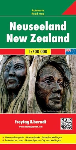 Neuseeland, Autokarte 1:700.000: Meeresschutzgebiete, Nationalparks, Stadtplan Wellington
