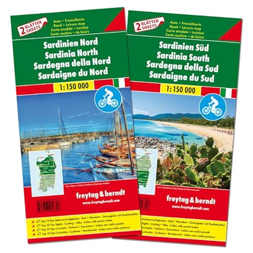 Sardinien Nord und Süd, Autokarten-Set 1:150.000: Top 10 Tips (freytag & berndt Auto + Freizeitkarten, Band 633)