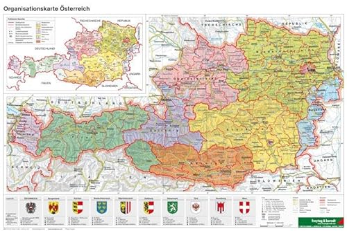 Österreich Organisiation - A3, Planokarte 1:1.300.000 (freytag & berndt Poster + Markiertafeln)
