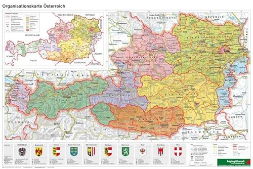 Österreich Organisiation - A3, Planokarte 1:1.300.000 (freytag & berndt Poster + Markiertafeln)