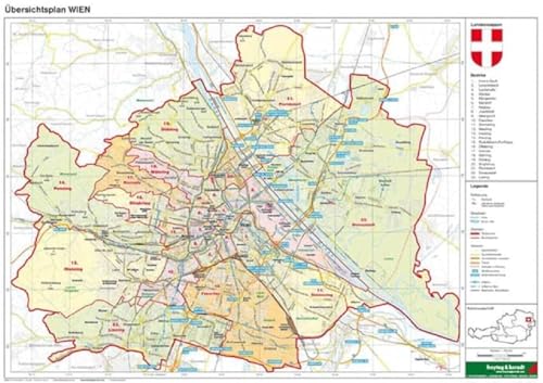 Wien politisch - A3, Planokarte 1:85.000 (freytag & berndt Poster + Markiertafeln)