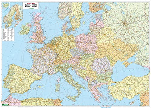 Europa politisch, Poster 1:3,5 Mio., Metallbestäbt in Rolle: Plano (freytag & berndt Poster + Markiertafeln)