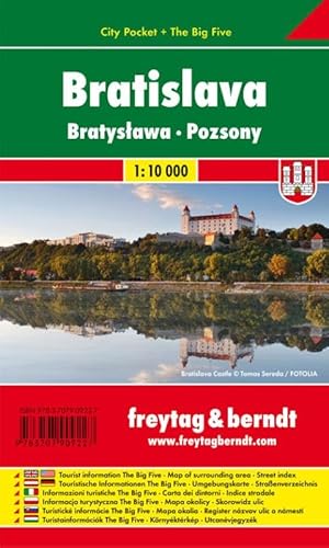 Bratislava, Stadtplan 1:10.000, City Pocket + The Big Five: Touristische Informationen The Big Five, Umgebungskarte, Straßenverzeichnis (freytag & berndt Stadtpläne)
