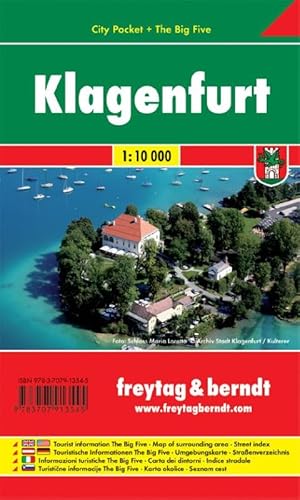 Klagenfurt, City Pocket + The Big Five, Stadtplan 1:10.000: Touristische Informationen, The Big Five, Umgebungskarte, Straßenverzeichnis (freytag & berndt Stadtpläne)