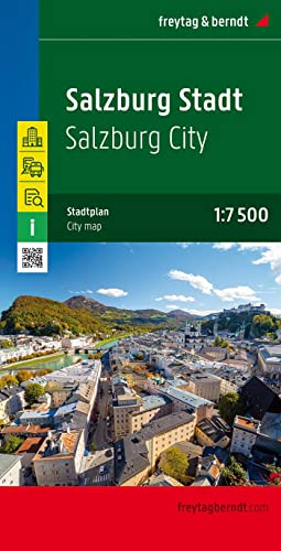 Salzburg Stadt, Stadtplan 1:7.500 - 1:15.000: Stadtplan. Einbahnen, Touristische Informationen, Straßenverzeichnis. Mit QR-Code (freytag & berndt Stadtpläne)