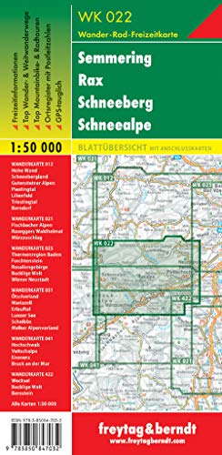 WK 022 Semmering - Rax - Schneeberg - Schneealpe, Wanderkarte 1:50.000