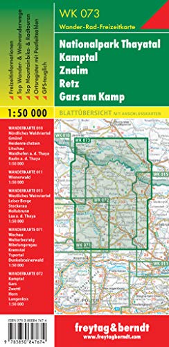 Freytag Berndt Wanderkarten, WK 073, Nationalpark Thayatal - Kamptal - Znaim - Retz - Gars am Kamp - Maßstab 1:50.000