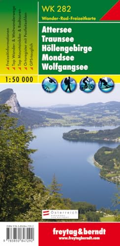 Freytag Berndt Wanderkarten, WK 282, Attersee - Traunsee - Höllengebirge - Mondsee - Wolfgangsee - Maßstab 1:50.000