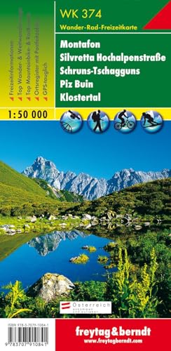 WK 374 Montafon - Silvretta Hochalpenstraße - Schruns-Tschagguns - Piz Buin - Klostertal, Wanderkarte 1:50.000 von Freytag + Berndt