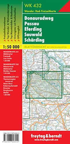 WK 432 Donauradweg Passau bis Eferding - Sauwald - Schärding, Wanderkarte 1:50.000 von Freytag & Berndt