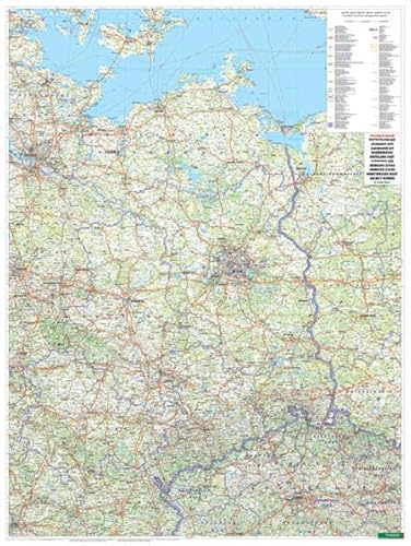 Wandkarte: Deutschland Ost, Poster, 1:500.000, Plano in Rolle (freytag & berndt Poster + Markiertafeln)