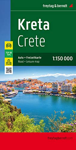 Kreta, Autokarte 1:150.000, Top 10 Tips: Top 10 Tips Sehenswürdigkeiten, Citypläne, Ortsregister mit Postleitzahlen (freytag & berndt Auto + Freizeitkarten)