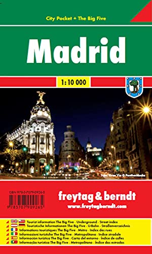 Madrid, Stadtplan 1:10.000, City Pocket + The Big Five: Touristische Informationen The Big Five, U-Bahn, Straßenverzeichnis (freytag & berndt Stadtpläne)