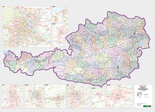 Österreich Postleitzahlen, Poster 1:500.000, Plano in Rolle: Postleitzahlenkarte (freytag & berndt Poster + Markiertafeln)