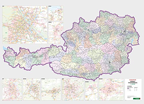 Österreich Postleitzahlen, Poster 1:500.000, Plano in Rolle: Postleitzahlenkarte (freytag & berndt Poster + Markiertafeln)